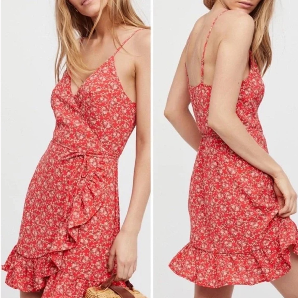 Free People ‘All My Love’ Wrap Floral Mini Dress